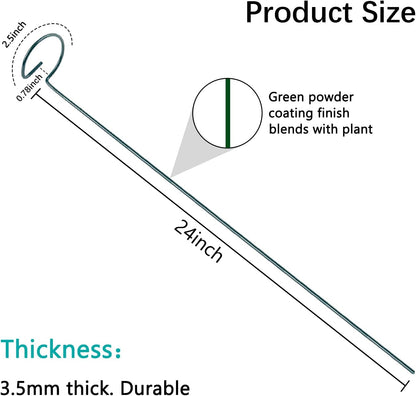 24 Inch 12 Packs Plant Support Stakes,Garden Single stemmed Plant Support Hoops, Plant Prop, for Flowers,Orchid, Tomatoes Peony Lily Rose (24 inch)