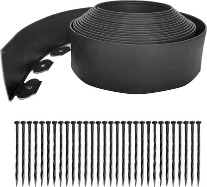 Garden Edging Border,33ft Landscape Edging Garden Borders Edging【4INCH Hight】 Paver Edging Include 30 Stakes,Flexible Lawn Edging Border for Yard, Lawn, Gardens(Black)