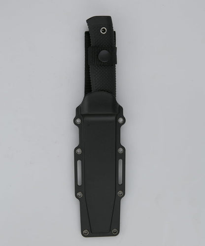 Tactical Fixed Blade Knife, 5.87 inch Blade, 4.65 inch Kray-Ex Handle, Stonewashed 420 Stainless Steel, with Secure-Ex Sheath for Outdoor Camping Hunting Survival (A-Black)