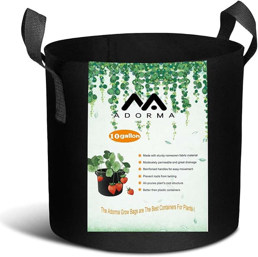 12 Packs 10 Gallon Grow Bags, Heavy Duty 300G Thickened Nonwoven Fabric Plant Pots with Handle
