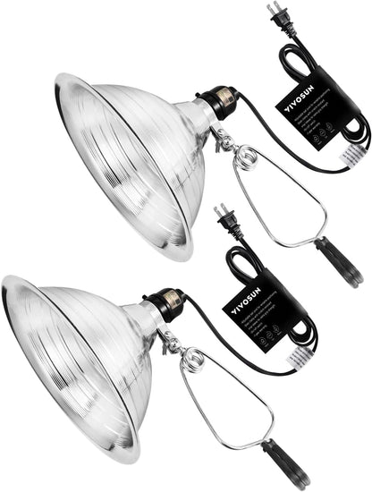 VIVOSUN Clamp Lamp Light with Detachable 8.5 Inch Aluminum Reflector up to 150 Watt E26 Socket (No Bulb Included), 6 Feet Cord, UL Listed, Pack of 2
