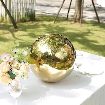Balsa Circle 16 in Gold Stainless Steel Globe Gazing Reflective Mirror Balls Outdoor Garden Decor Centerpieces Wedding Party Events Reception Home Decorations Modern Ornaments Landscaping Accents