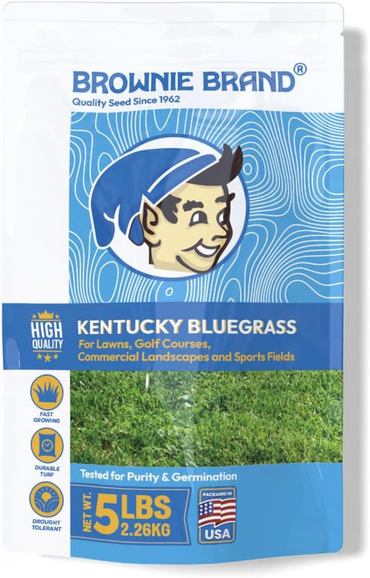 Brownie Brand Kentucky Bluegrass Seed – Premium Lawn Seed for Overseeding, Repairing Bare Spots