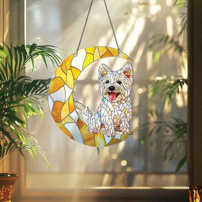 Westie Ornaments Decor for Christmas Tree - Westie Gifts for Women Men - Westie Home Kitchen Room Christmas Decorations - 2D Flat Acrylic Ornament Window Hanging