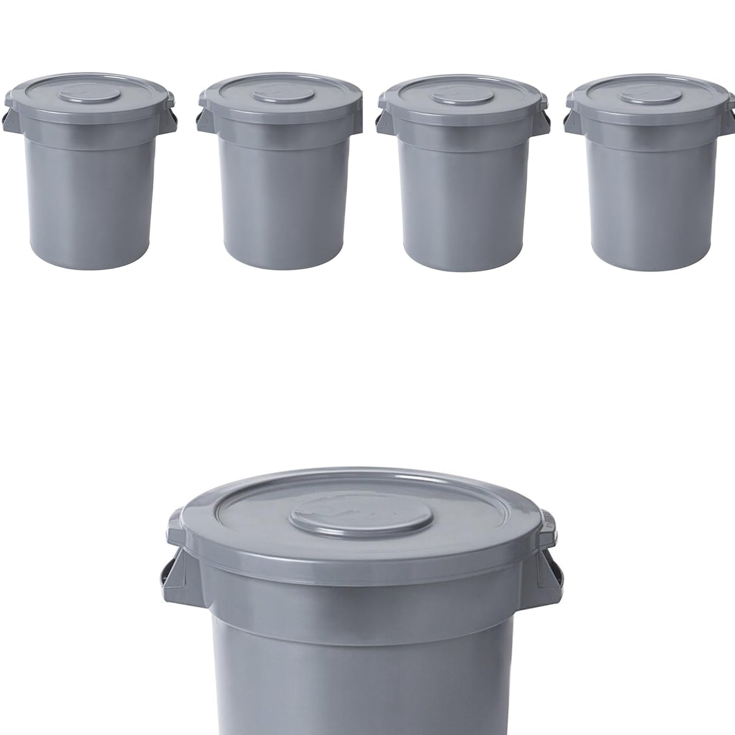 PRO&Family 20 Gallon Trash Can with Lid Round Ingredient Storage Containers Recycling Bin Kitchen Garbage Can Office Garbage Can Trash Barrel Plastic Barrel Yard Waste Bin Outdoor Trashcan (5, Gray)