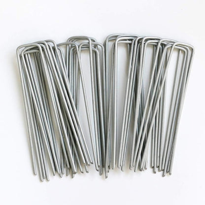 Petgrow 6 Inch Garden Stakes Galvanized Landscape Staples,U-Type Turf Staples for Artificial Grass, Rust Proof Sod Pins Stakes for Securing Fences Weed Barrier,Outdoor Wires Cords Tents Tarps,100