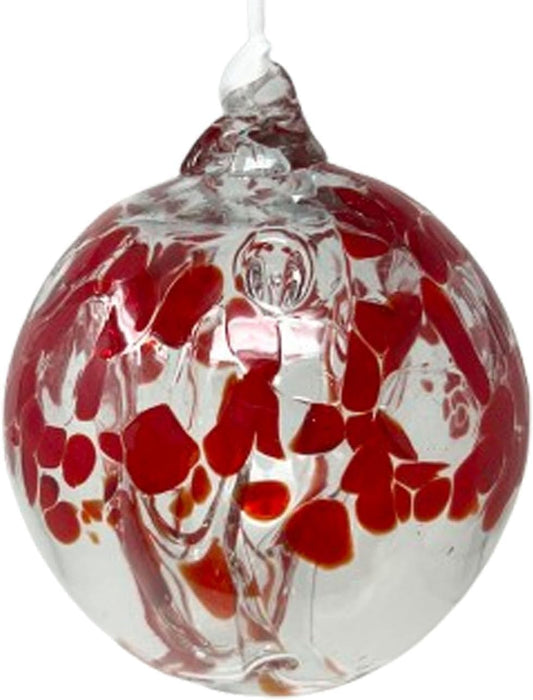 Ruby Tree of Life Glass Globe - Small 3.5 inch Hand Blown Handmade Hanging Garden Gazing Ball Indoor Outdoor Home Décor