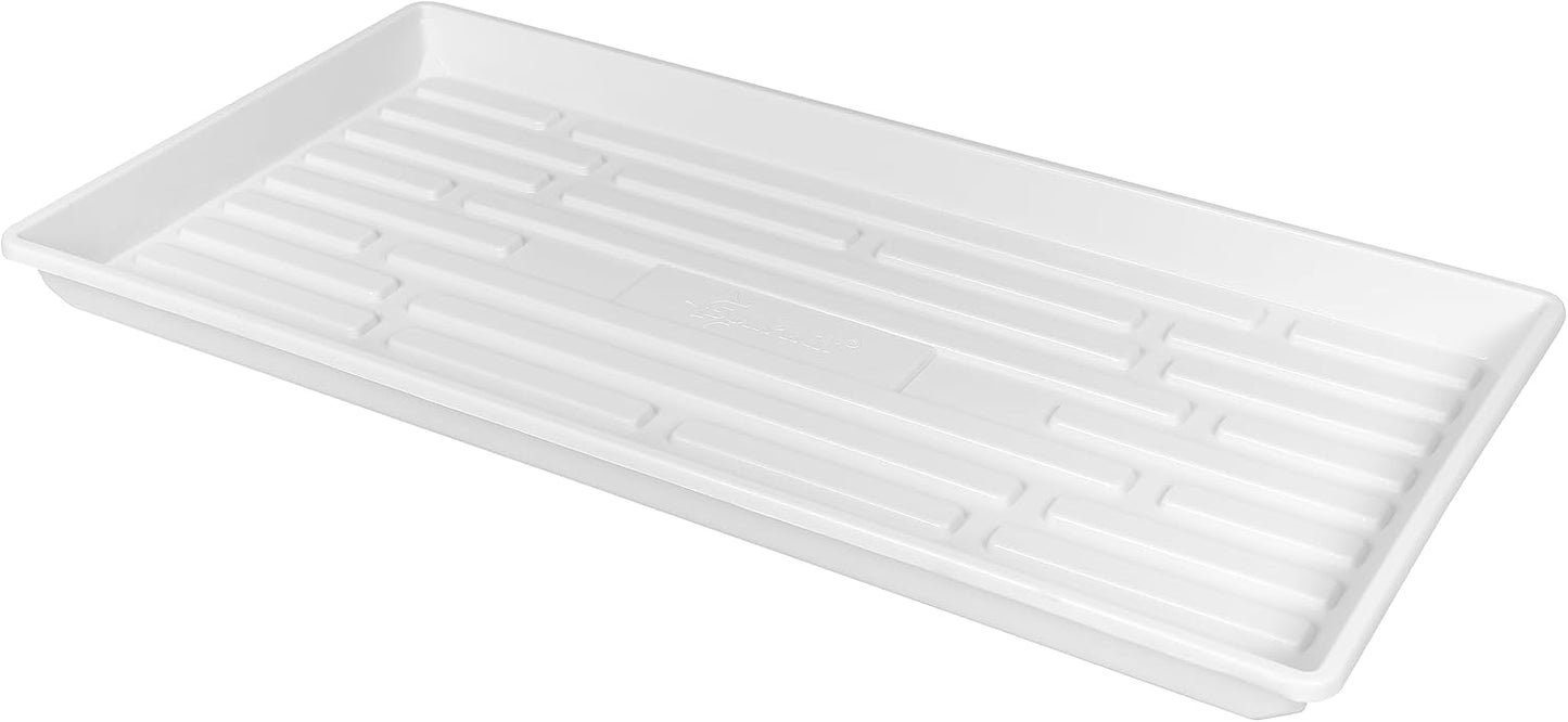 SUNPACK 10" x 20" Heavy Duty Shallow Plastic Seed Starting Tray, White, 1" (Pack of 10) - No Drainage Holes, Perfect for Greenhouses or Indoor Gardening