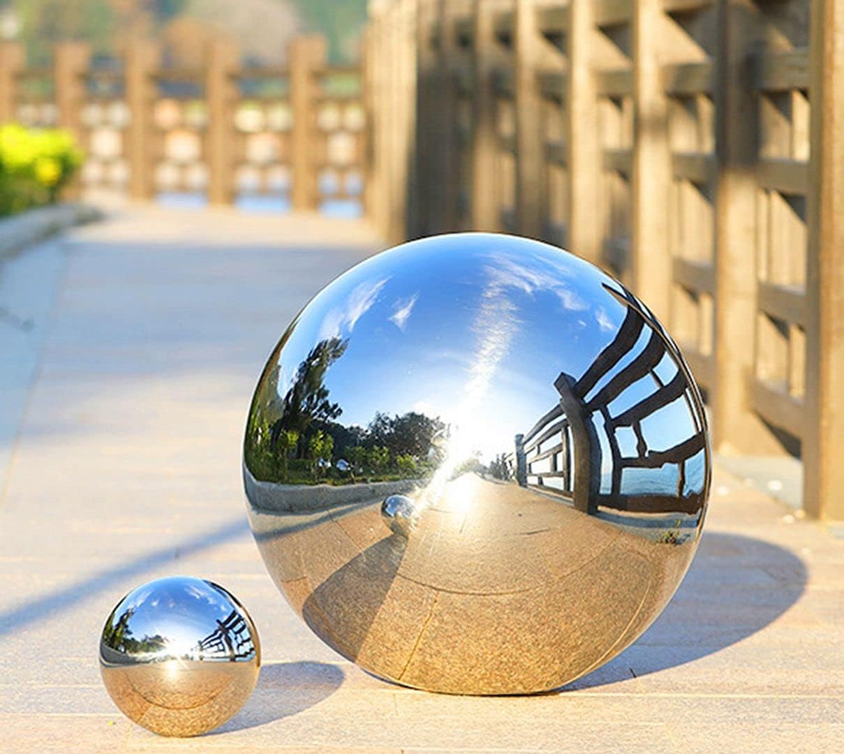 Nerien Gazing Ball, 2 Inch Stainless Steel Garden Mirror Globe, Polished Ornament Sphere, Hollow Floating Reflective Hemisphere, for Home Outdoor Pond Housewarming Swimming Decoration, Silver, 5pcs