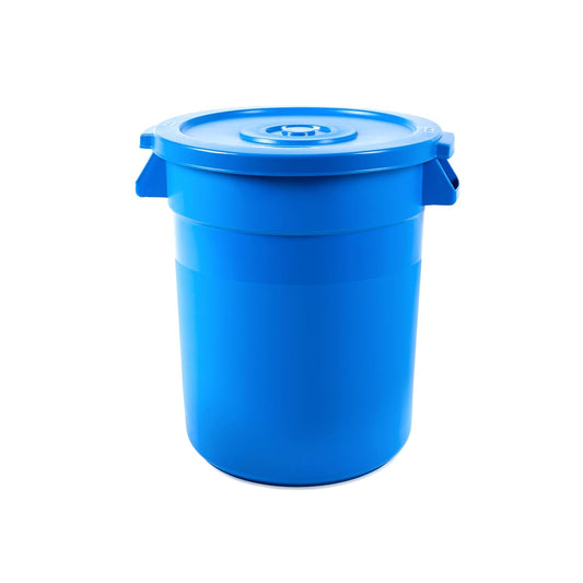 PRO&Family 20 Gallon Trash Can with Lid Round Ingredient Storage Containers Recycling Bin Kitchen Garbage Can Office Garbage Can Trash Barrel Plastic Barrel Yard Waste Bin Outdoor Trashcan (1, Blue)