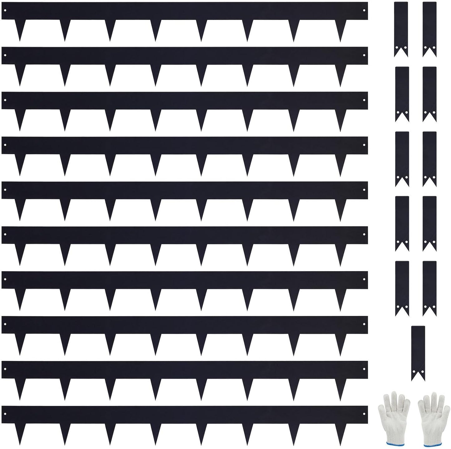 10-Pack Galvanized Steel Landscape Lawn Edging - 4.5 inch Height Black Powder Coated Bendable Metal Strips - Hammer-in Edge Border - Yard Pathway Divider 40 inch Each(33Ft Total), #LYLB45BK-US