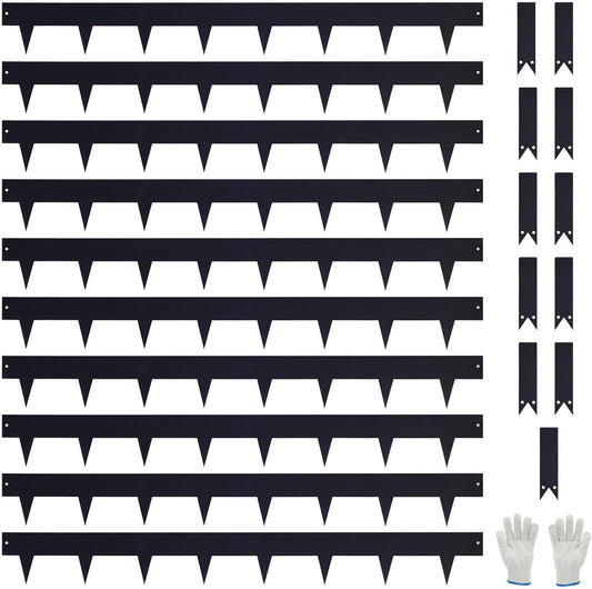 10-Pack Galvanized Steel Landscape Lawn Edging - 4.5 inch Height Black Powder Coated Bendable Metal Strips - Hammer-in Edge Border - Yard Pathway Divider 40 inch Each(33Ft Total), #LYLB45BK-US