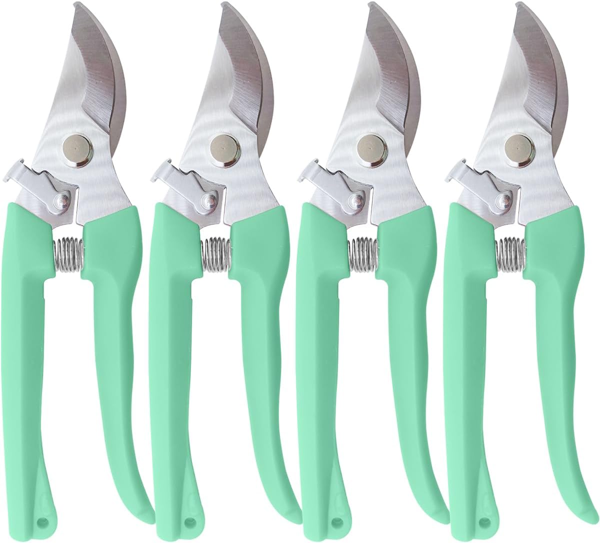Pruning Shears for Gardening, 4 Pack Garden Scissors for Cutting Fresh Flowers, Floral Clippers for Plants, Fruits (Green)