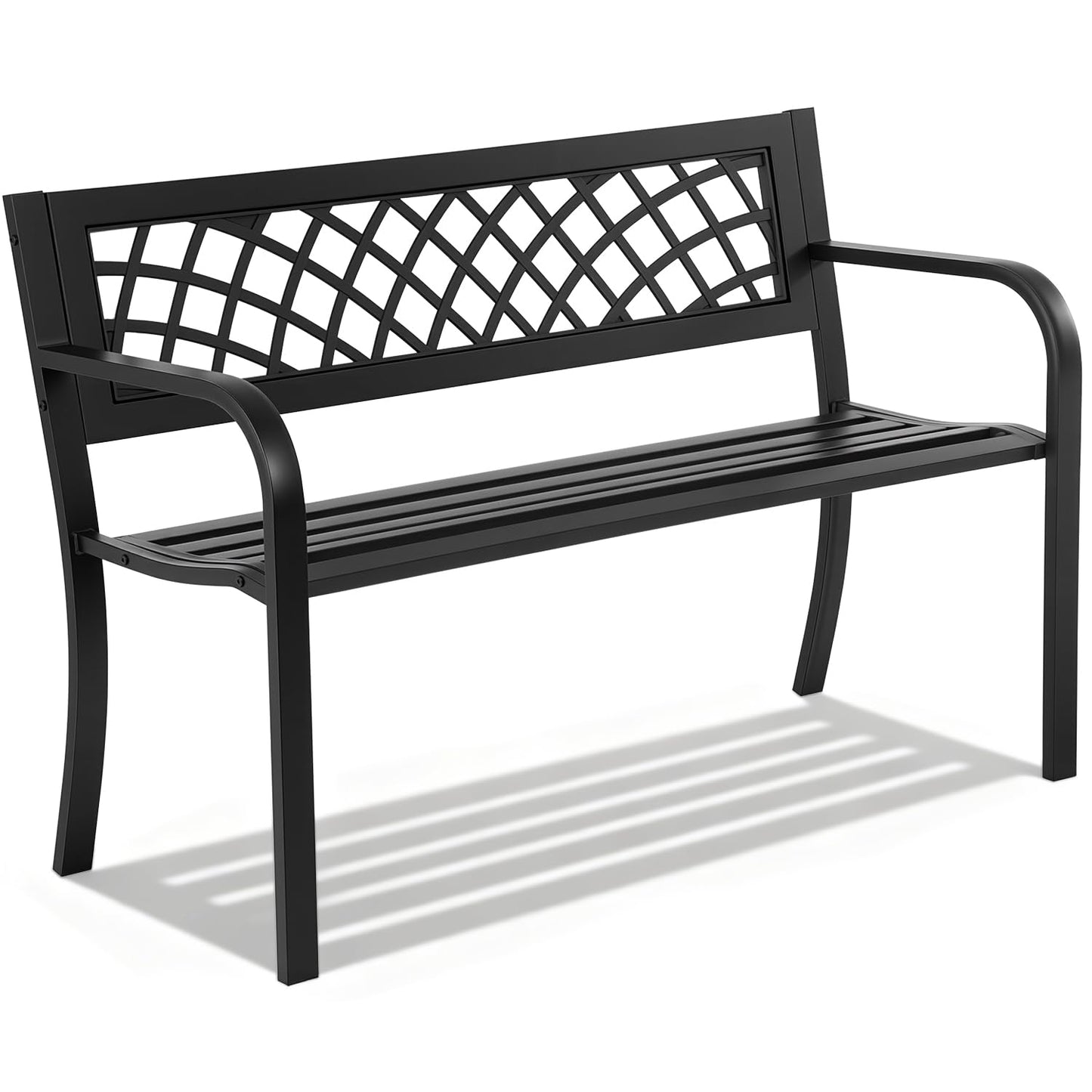 FDW | 46" Outdoor Garden Bench | Black | 480lbs Load Capacity
