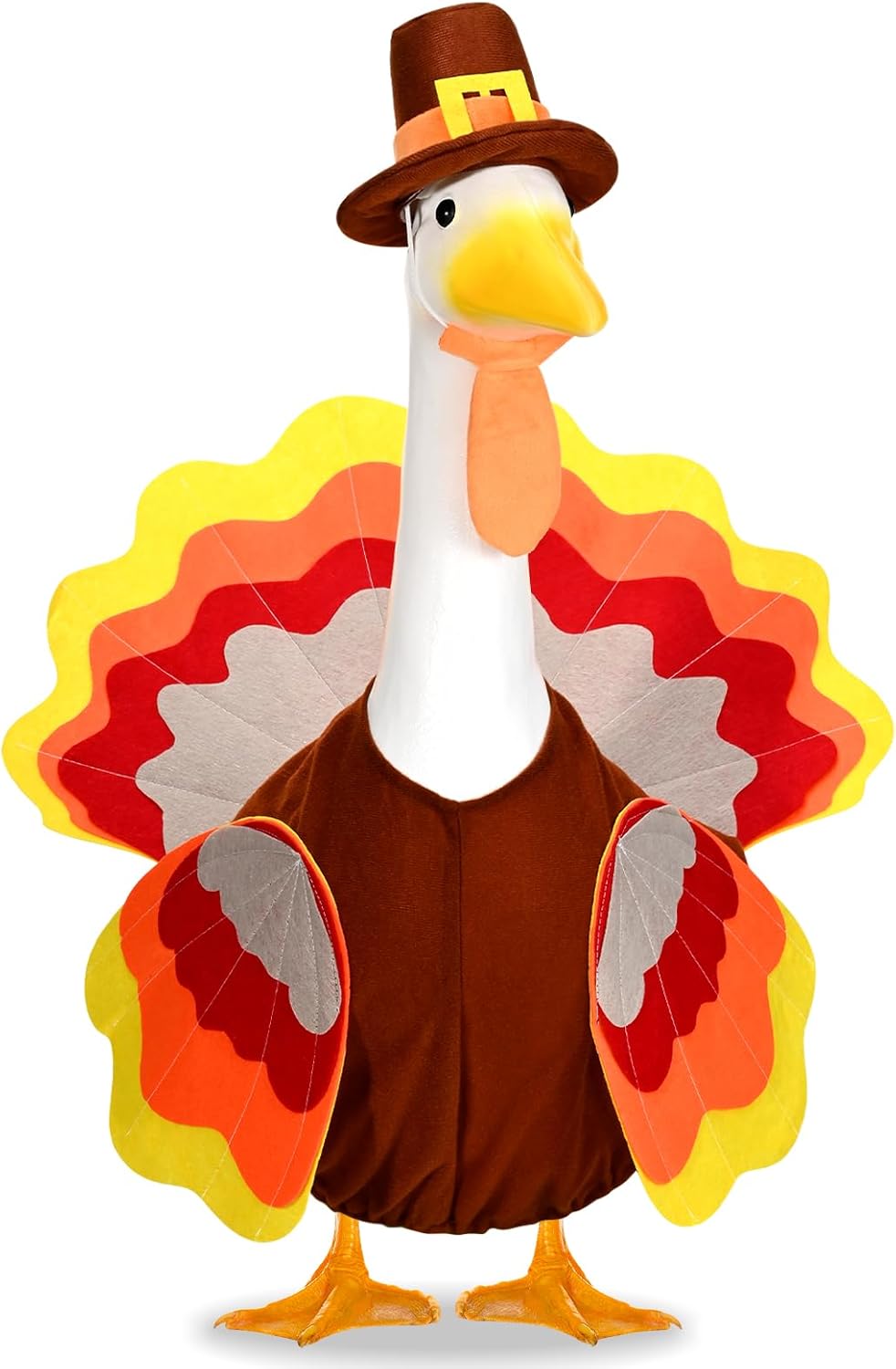 Thanksgiving Turkey Porch Goose Outfits Fall Lawn Goose Clothes, Fits 23" Cement Plastic Goose Statue for Autumn Outdoor Garden Yard Patio Statue Art Decoration