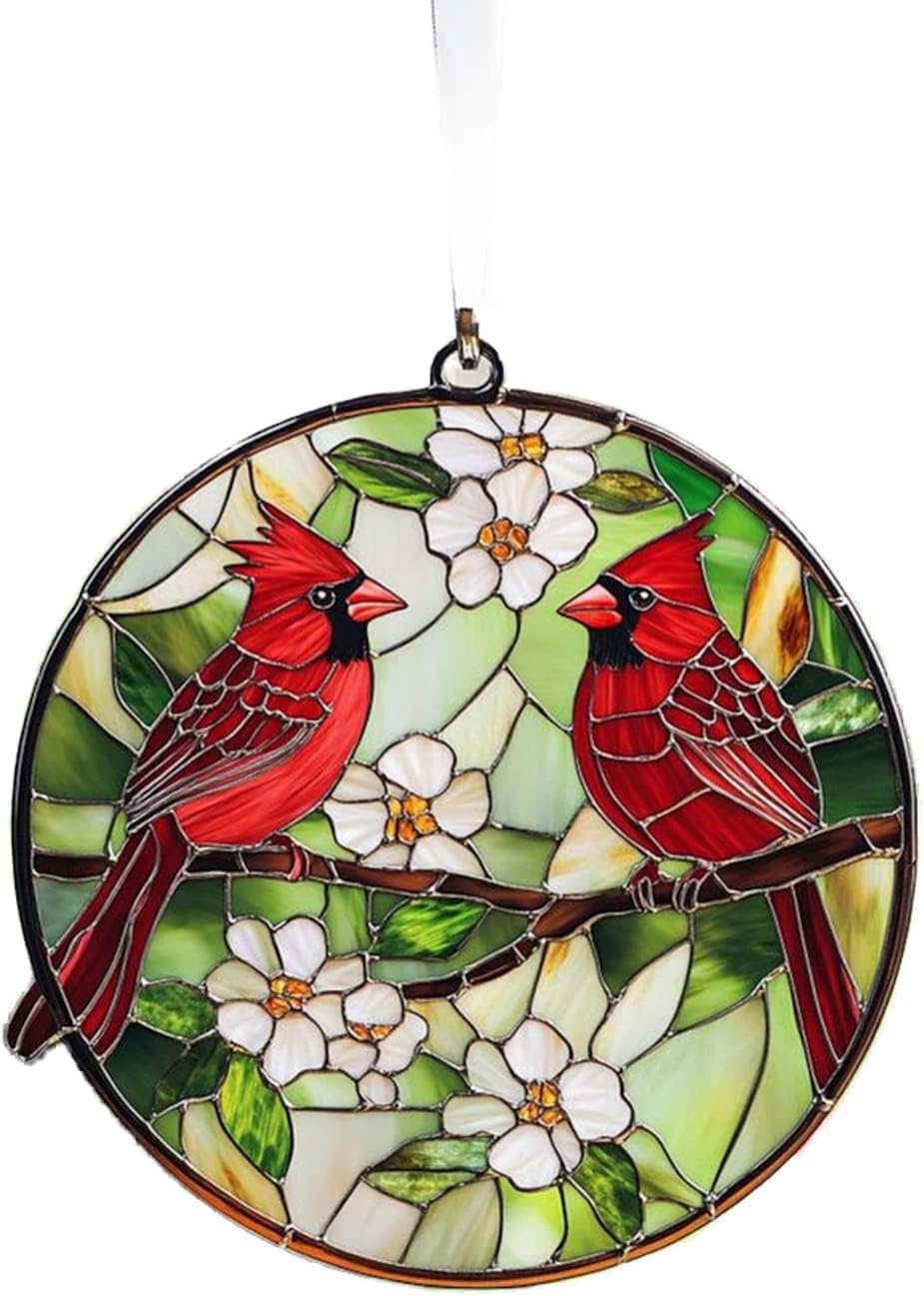 Red Cardinal Acrylic Suncatcher Window Hanging Bird Ornament Decor Personalize Gifts Sun Catchers for Windows Indoor Decorations Outdoor Holiday