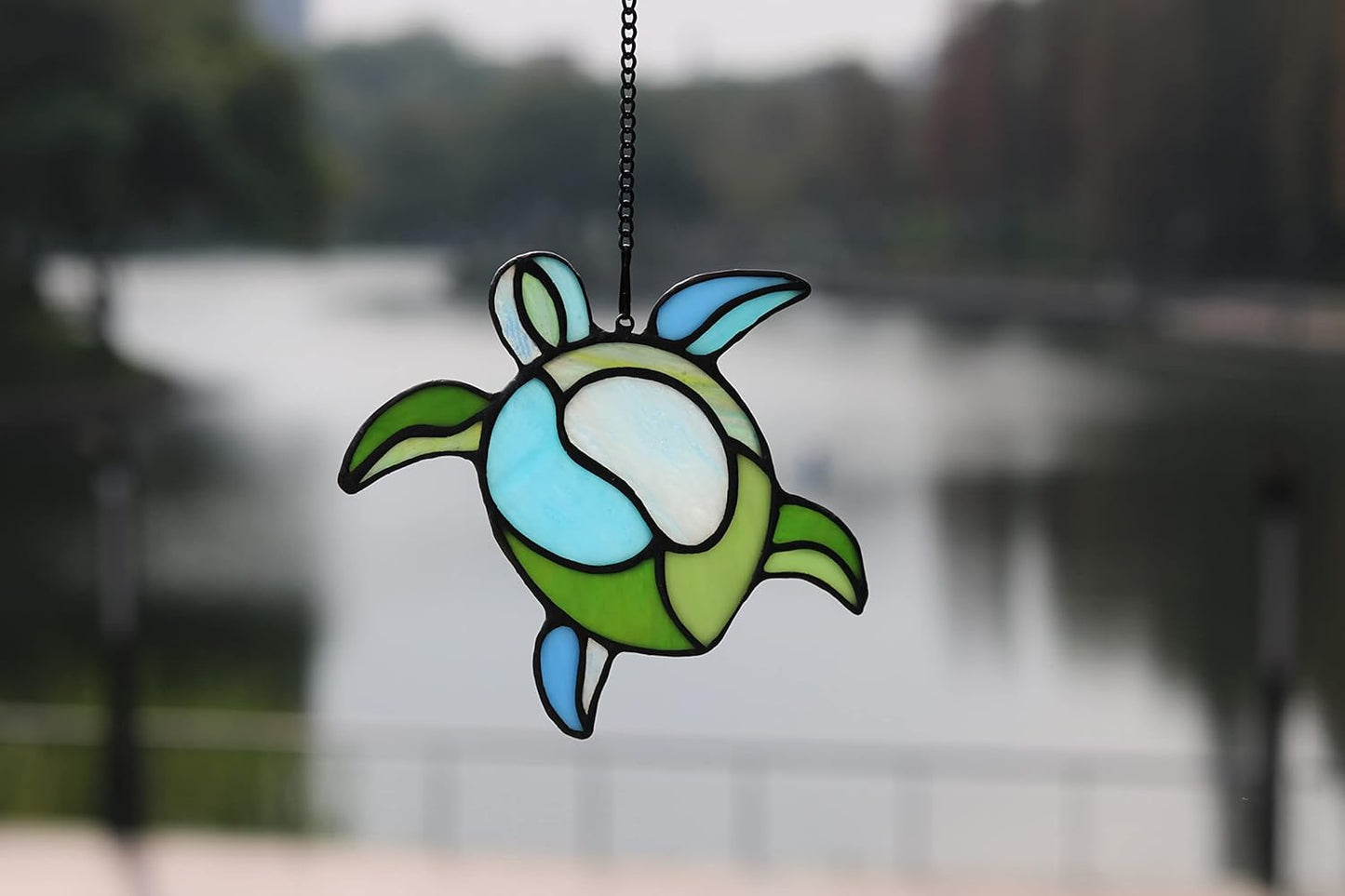 Sea Turtle Stained Glass Window Hangings Suncatcher Ornament,Sea Turtle Decor for Bathroom Office,Navy Beach Theme Decoration Gift for Parents Grandma Aunt Housewarming Gifts