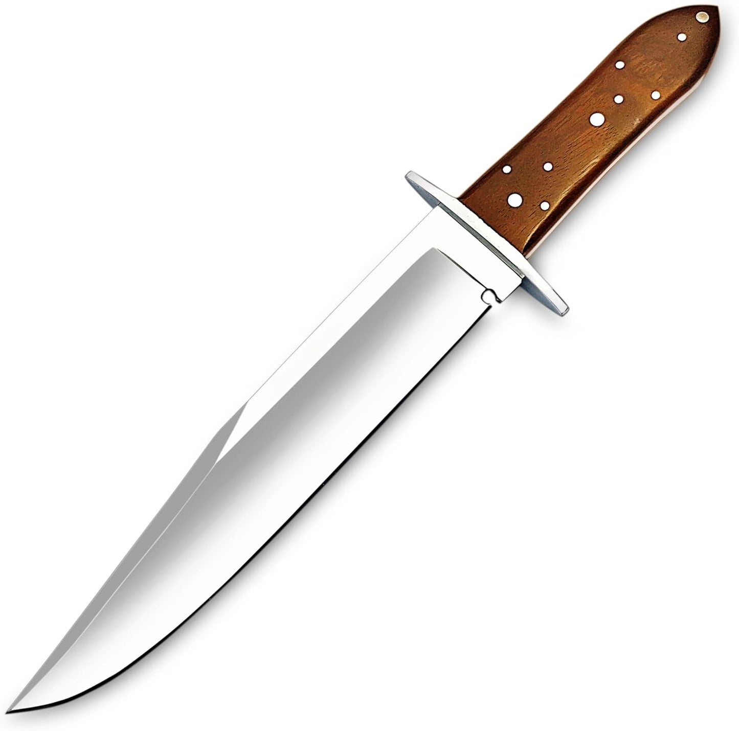 Handmade D2 Steel 14 Inches Full Tang Bowie Knife with leather sheath, Hunting knife with Wood Handle and steel Guard Ideal for Bushcraft, Camping, Survival, Hunting & outdoor use (I9S6)