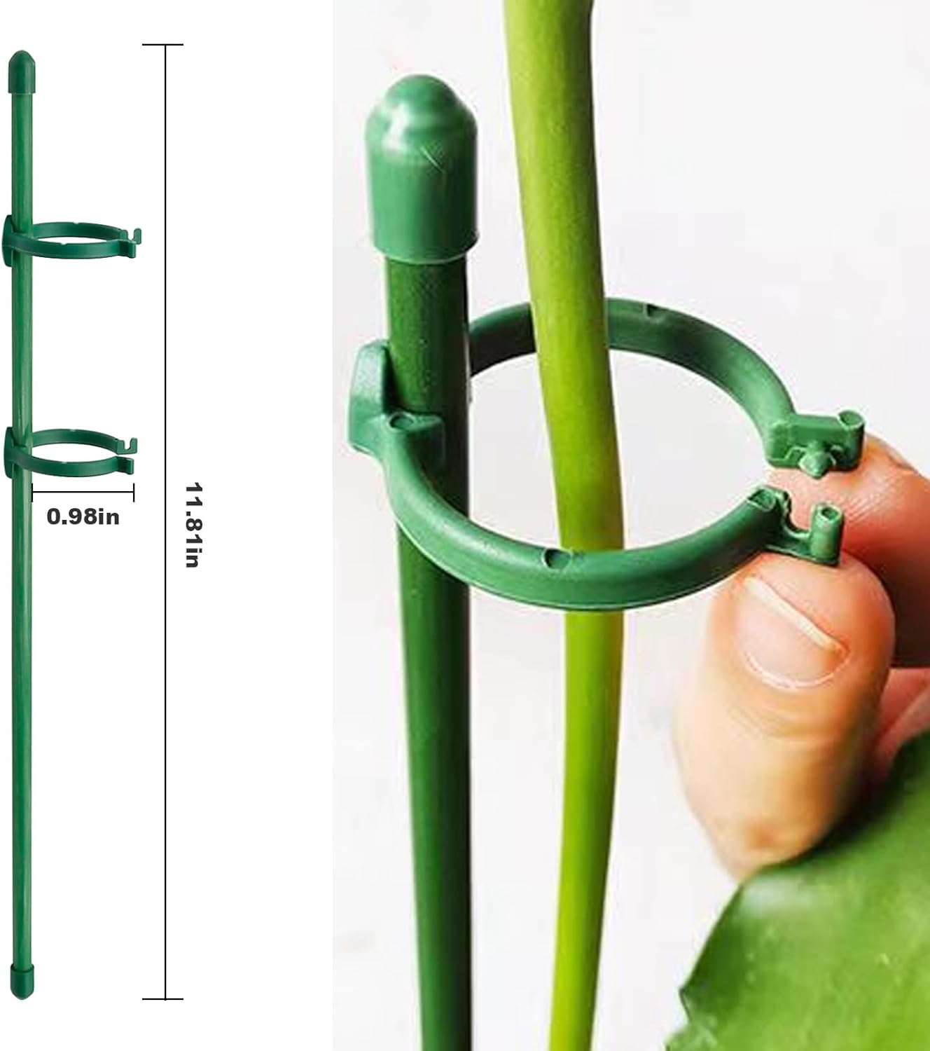 20-Piece Set of Adjustable Plant Stakes with Clips and Connecting Pipes for Orchids Roses Tomatoes and Other Single-Stem Flowers Measuring 11.8 Inches