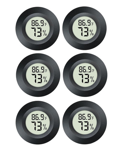 6 Pack Hygrometer Thermometer Digital Humidity Meter Indoor/Outdoor Humidity Monitor Reptile Thermometer for Greenhouse Humidors Terrarium Jars ℉/ ℃(6)