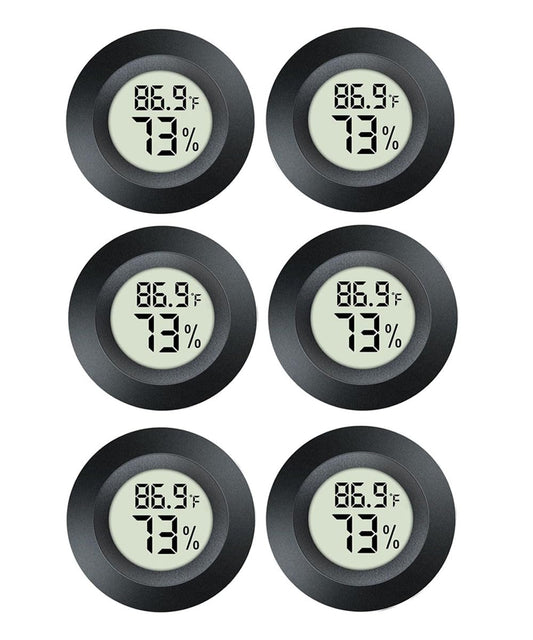 6 Pack Hygrometer Thermometer Digital Humidity Meter Indoor/Outdoor Humidity Monitor Reptile Thermometer for Greenhouse Humidors Terrarium Jars ℉/ ℃(6)