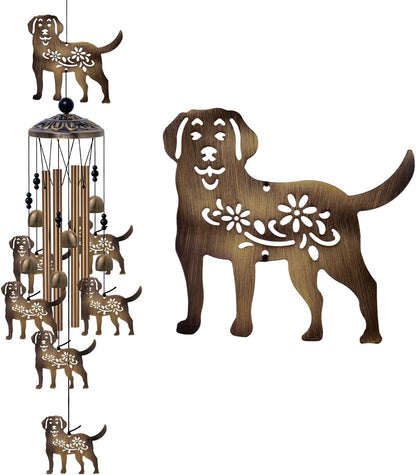 Outdoor Dogs Wind Chimes - Bronze Memorial Wind Bells, Mobile Sympathy Wind Catcher, Romantic Puppy Decor, Windchimes for Home, Balcony, Tree, Festival, Garden Hanging Decoration, Gifts for Mom