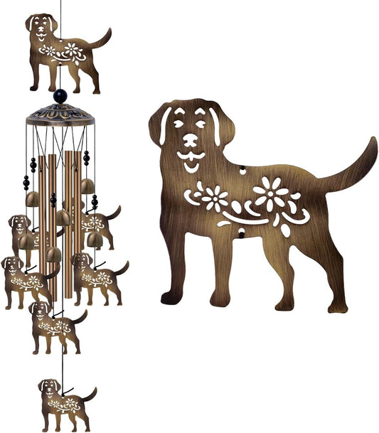 Outdoor Dogs Wind Chimes - Bronze Memorial Wind Bells, Mobile Sympathy Wind Catcher, Romantic Puppy Decor, Windchimes for Home, Balcony, Tree, Festival, Garden Hanging Decoration, Gifts for Mom