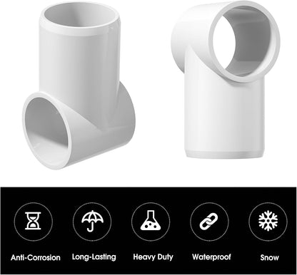 3/4" Adjustable PVC Fittings 3 Way, 18PCS Furniture Grade PVC Pipe Connector, 3/4Inch Slip Sling Tee PVC Fitting for DIY PVC Structure and Frame, Build PVC Furniture, Garden Shelf Greenhouse