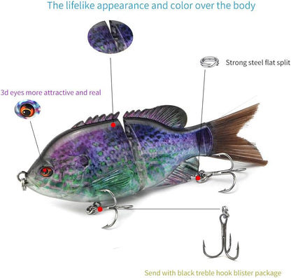 5.9in Multi Jointed Swimbait Fishing Lures Bait,2 Segment Big Giant Sinking Fishing Bass Lures,Crankbaits Swimbaits with Treble Hook