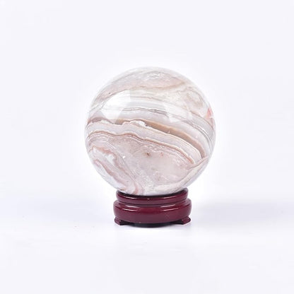 JIC Gem Extra Large Pink Agate Crystal Sphere,Decorative Crystal Ball Pink Gemstone Sphere for Meditation,Office Table Decorations 100-110mm