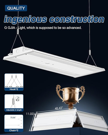 400W 4FT Linear High Bay LED Shop Lights,2-Pack of Adjustable 400W/320W/240W/100W, 60,000LM LED High Bay Lights, 150LM/W, 0-10V Dim, 120-277V, 5000K Daylight for Warehouse Workshops - UL