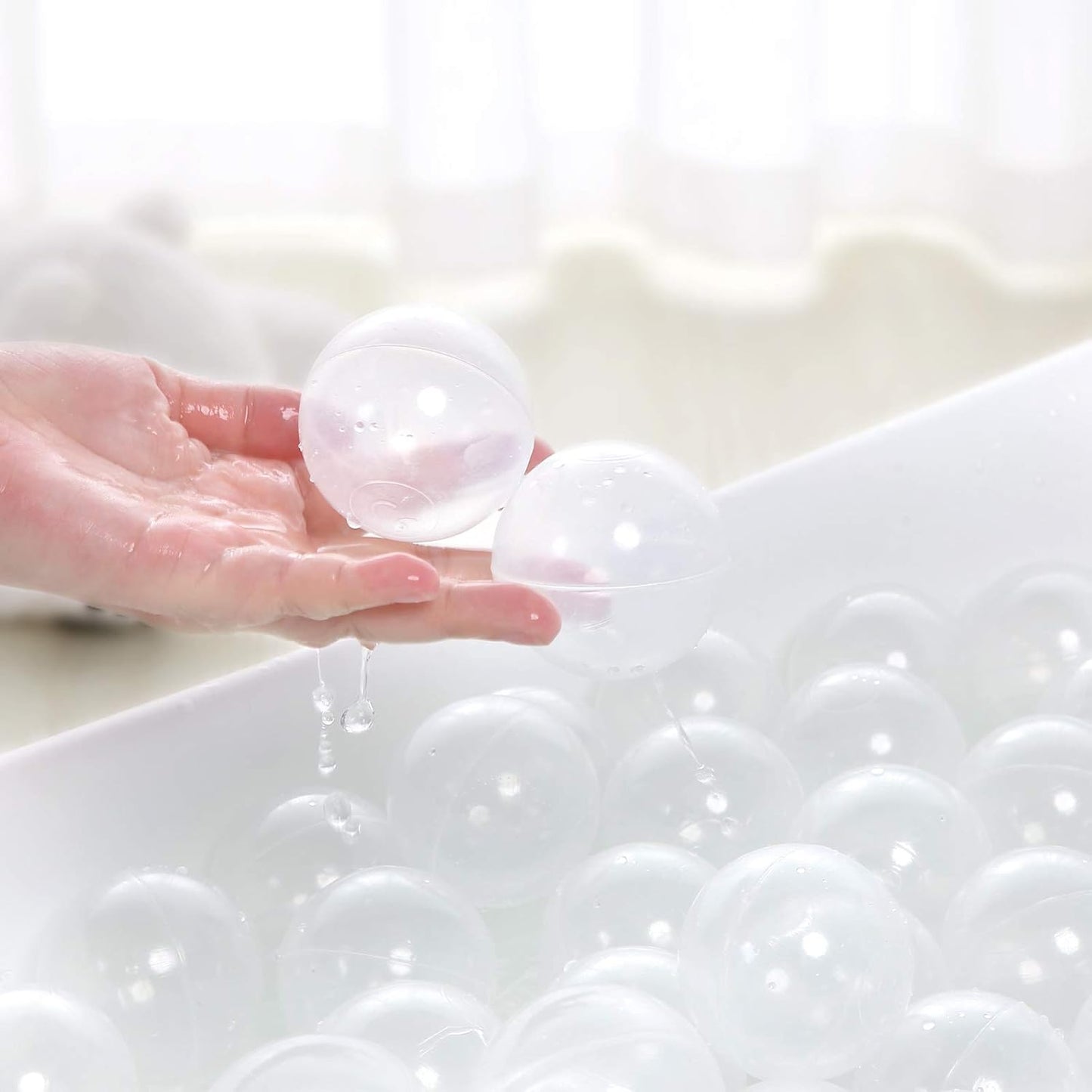 PlayMaty Clear Ball Pool Pit Balls - 100pcs Phthalate Free BPA Free Plastic Ocean Balls for Kids Fun Toys for Playhouse Play Tent Playpen Pool (Φ2.16)