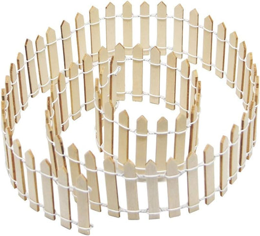 Prsildan 40 Inches Miniature Fairy Garden Fence, DIY Wood Picket Fence Mini Ornament for Dollhouse Home Garden