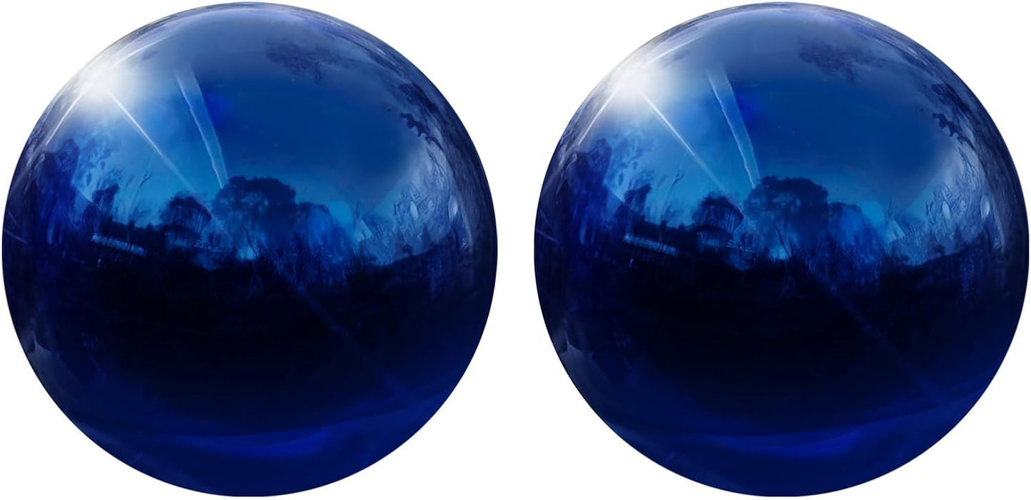 uxcell 2 Pcs Gazing Globe Decor Ball 2.5 Inch 63mm Reflective Garden Sphere Hollow Ball, Seamless Stainless Steel Gazing Ball, Smooth Mirror Globe for Garden Home Decor, Sapphire Blue
