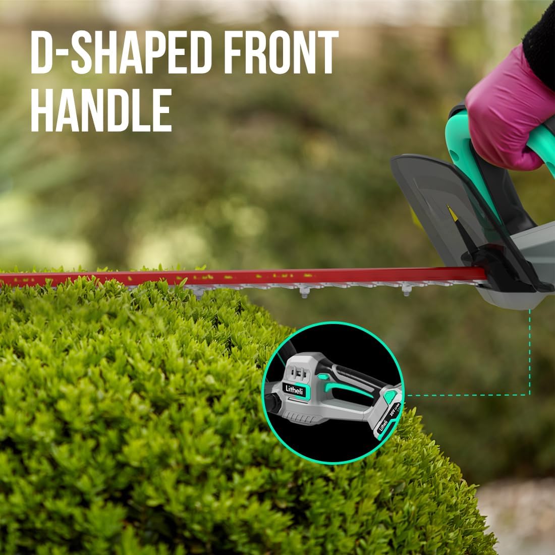 Litheli 20V Cordless Hedge Trimmer 20 Inch, Power Hedge Trimmer for Bush & Shrub Cutting, Trimming, Pruning, with 2.0Ah Battery and Charger Included