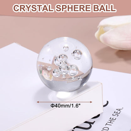 uxcell 40mm/1.6" Crystal Sphere Ball Bubble Glass Solid Decorative Sphere Crystal Ball Prop Ornament for Feng Shui Divination Fortune Telling Tabletop Fountain Decoration, Clear