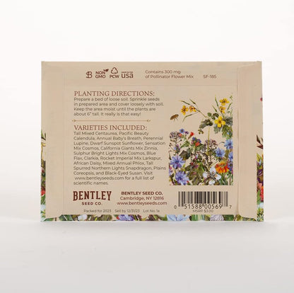 Bentley Pollination Celebration Wildflower Seed Packets, Non-GMO, Uncoated Flower Mix for Planting, Beautiful Garden Gift