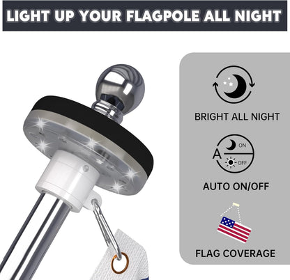 ZMTECH 2PC Flagpole Solar Light, Solar Flag Pole Lights, Outdoor Waterproof LED for 5-10FT Flag Poles, Flag Light Fits 1in Diameter Poles, Auto On/Off & Solar Charging (Black)
