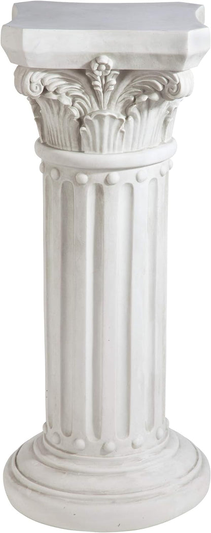 Design Toscano Athena Corinthian Furniture Pedestal Column Plant Stand, 16 Inches Wide, 16 Inches Deep, 33 Inches High, Handcast Polyresin, Antique Stone Finish
