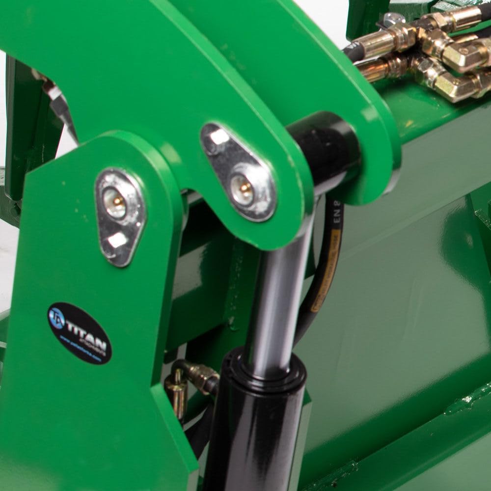 Titan Attachments Extreme Root Grapple Rake Attachment, Global Euro Connection, Heavy-Duty Rake Attachment, Twin 3,000 PSI Cylinders, Replaceable Forged Steel Teeth