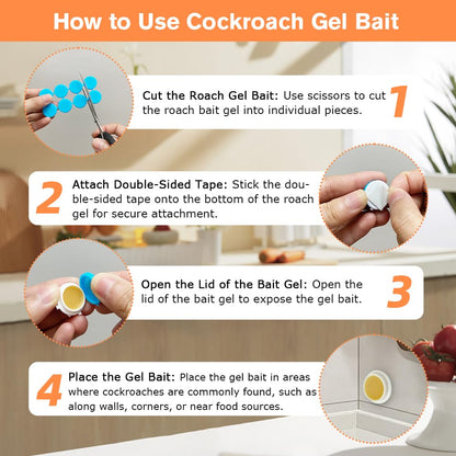 16 Pack Cockroach Gel Bait, Highly Effective Roach Gel Bait Indoor Infestation Solution, Fast Acting Cockroach Killer Indoor Home Kitchen Use, Easy to Apply & No Mess Roach Bait, Long-Lasting