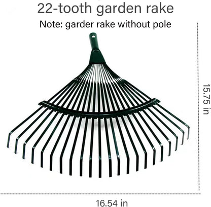 Landscape Rake,Rake Head Replacement Rakes for Lawns,Garden Rakes Head Replacements 22 Teeth Steel Fan Leaf for Lawn Yard Flowers Beds Farm Gardening,with Gloves (16.54 X 15.75 in)