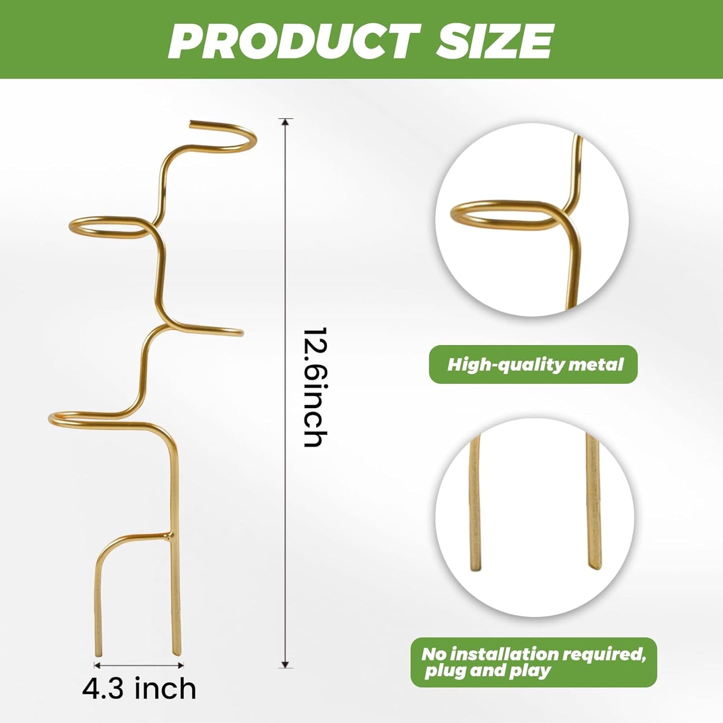 3PCS Indoor Plant Support – Durable Metal Garden Stakes for Monstera, Flowers & Herbs – 12.6 Inch Trellis for Indoor & Outdoor Plants, Easy-to-Use Support Structures