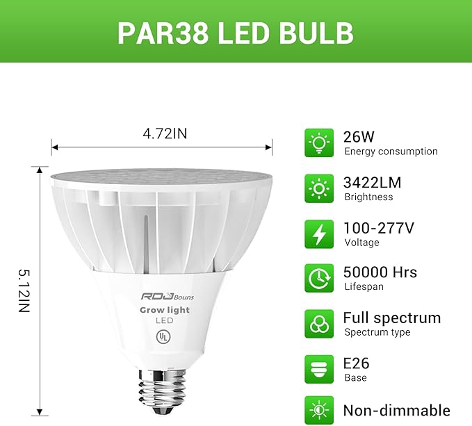RDJ Bouns Hanging Grow Lights for Indoor Plants, 26W Full Spectrum 4H/8H/12H Timer Switch, 16.4FT Power Cord, Plug in Pendant Grow Light with Adjustable Pulley for Plants, Gifts for Gardening Lovers