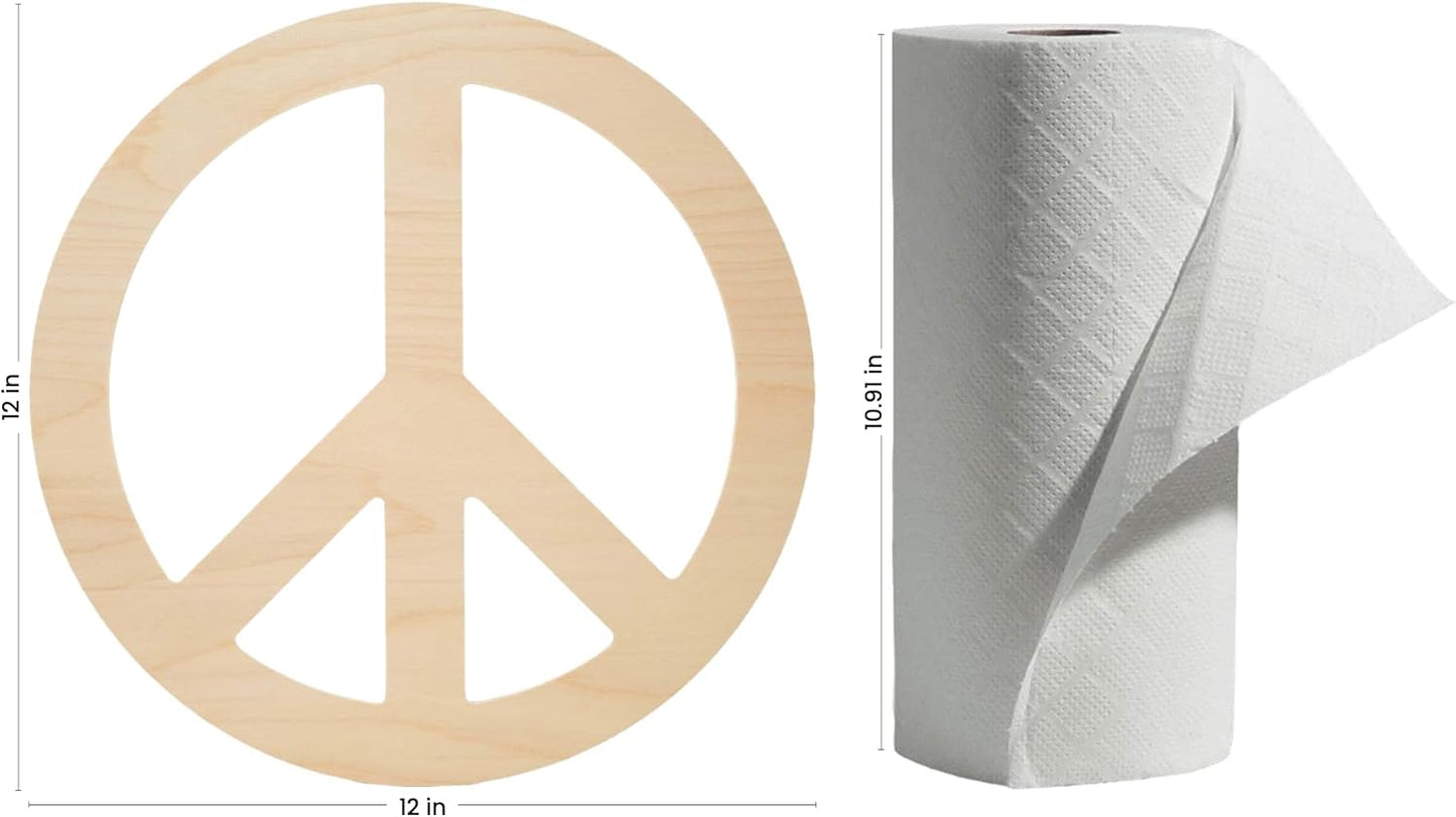 Peace Wood Cutouts 12 x 12-inch, Pack of 1 Unfinished Wood Crafts Blank, Wooden Letter Sign for Crafts & Decor, by Woodpeckers