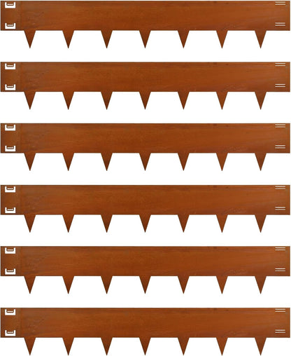 Cor-Ten Steel Landscape Lawn Edging, 40" L x 6" H,6 Pack Steel Edging for Landscaping,Metal Landscape Edging, Metal Edging for Landscaping(180 Degree Bend, Rusted)