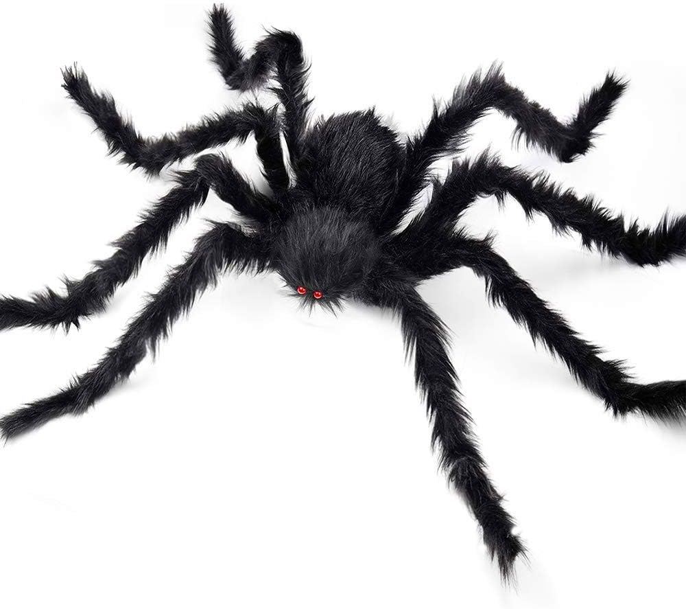 Halloween Giant Huge Spider, 4.1FT Large Foldable Spider Fake Hairy Spider Scary Decorations Halloween Spider Outdoor Yard
