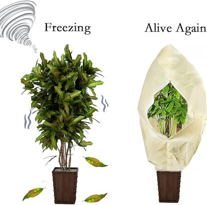 gardtree Winter Plant Frost Protection Covers 31.5" x 47.2" 2 Packs, Thicker 2.4oz/yd² Garden Cold Weather Tree Covers Freeze Protection Wrap with Zipper Drawstring for Shrub Fruit Tree, Potted Plants