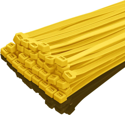 XINGO 12 Inch Yellow Zip Ties Heavy Duty 100 Pack, 120 LBS Tensile Strength, Premium Nylon Cable Wire Ties, Self-locking Plastic Ties for Indoor and Outdoor Use