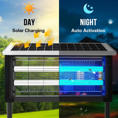 Solar Bug Zapper 4000V - Waterproof, Portable, Rechargeable Ultimate Mosquito Killer for Patio, Yard, Garden & Camping | Electric Insect Trap with Powerful 4000V Grid (Black)